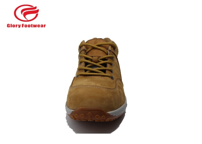Cow Leather Casual PU Sole Safety Shoes , Hiking Steel Toe Cap Trainers Anti-Skidding