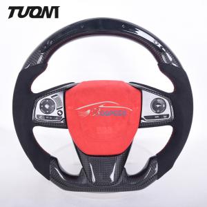 Wholesale LED Smart Black Alcantara Carbon Fiber Steering Wheel For Honda Civic from china suppliers