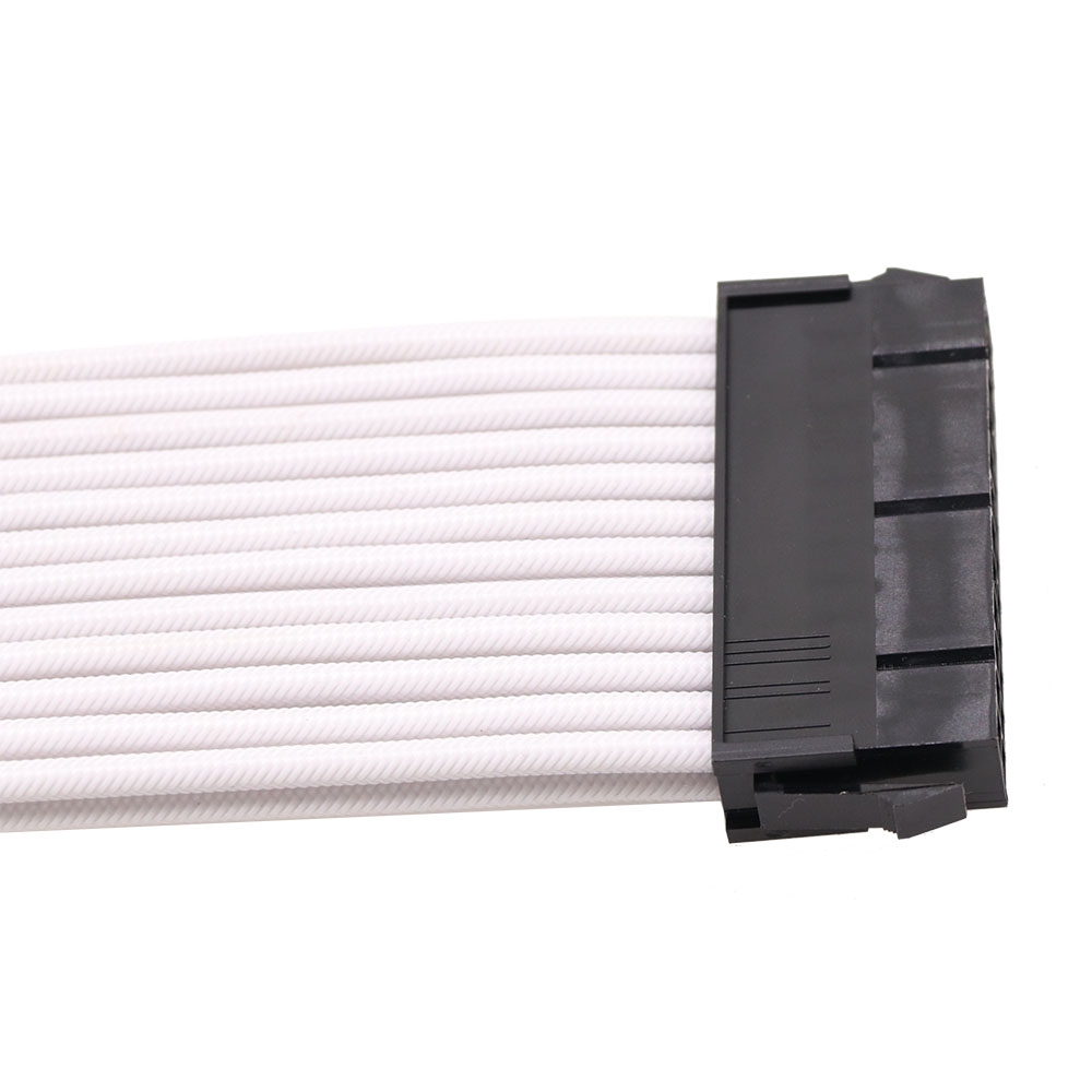 24pin 90 degree Computer Braided Sleeved 24-Pin ATX Extension cords Male to Female PC Set Power Supply Extension Cable