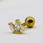 Gold Color Plated Ear Piercing Jewellery 16 gauge Golden Moon
