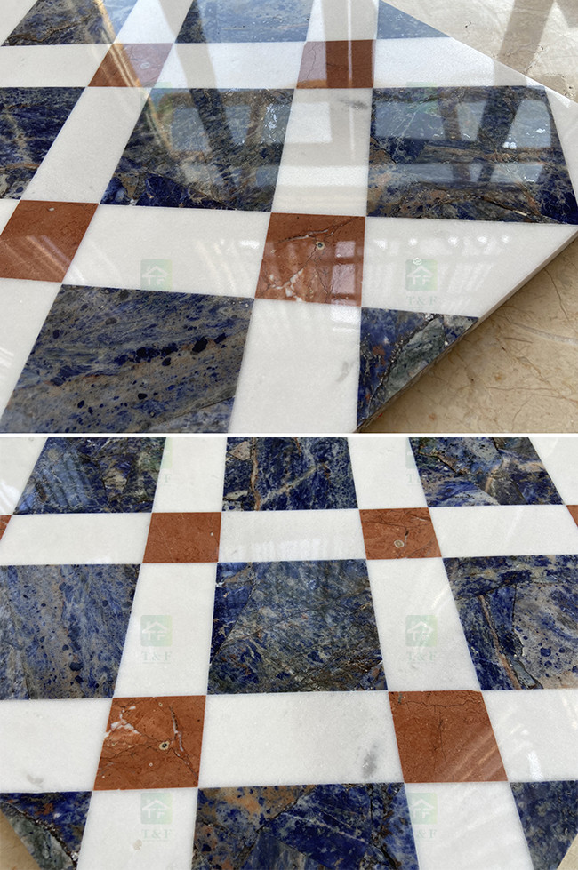 Handmade Square Interior Waterjet Medallions Patterns Marble Stone Floor Tile