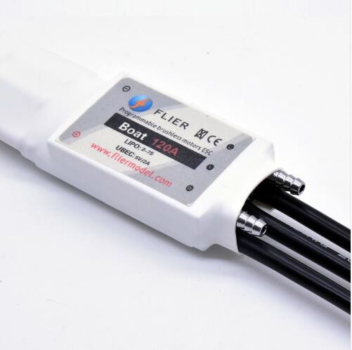 Vinyl Rc Model Boat Speed Controllers , Rc Boat Motor Esc 3-7S Lipo 120A 5V/2A