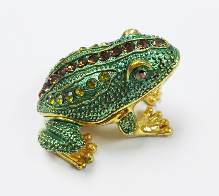 New design reinstone enamel Jiraffe frog pewter jewelry box metal pewter frog pewter jewelry box