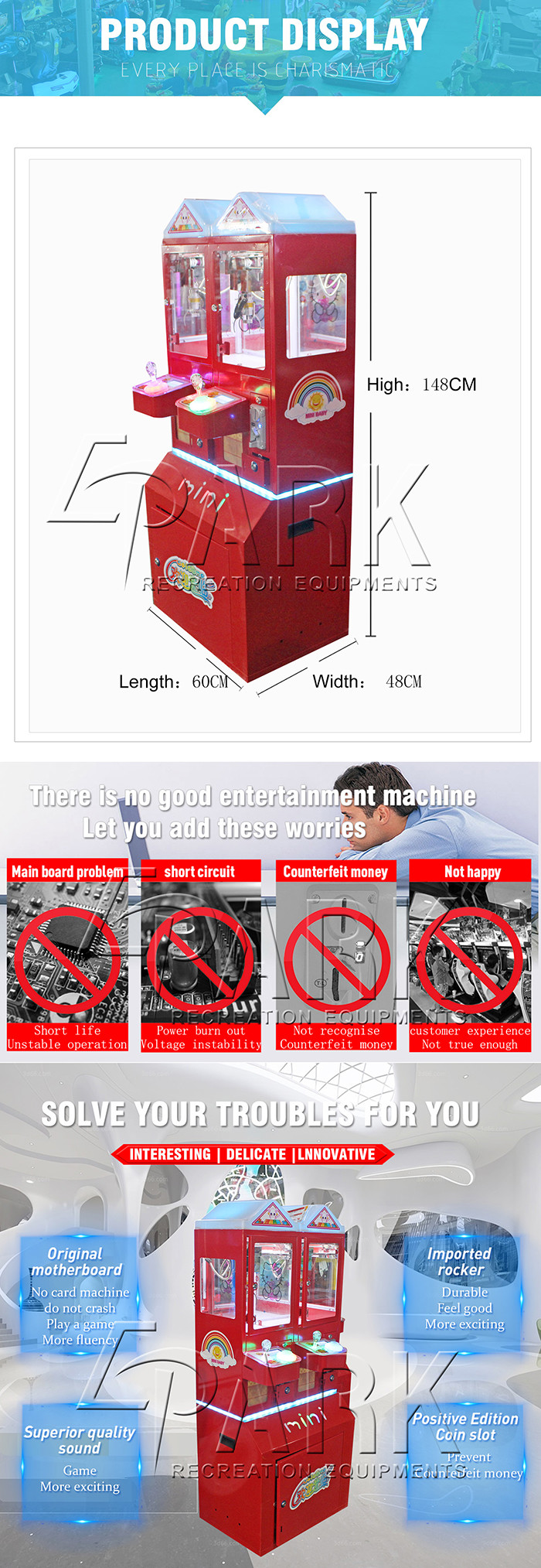 Amusement Park Mini Double Gift Machine For Vending Small Toy 12 Month Warranty