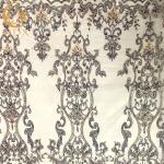 Grey 3D Handmade Beaded Lace Fabric For Lady Wedding