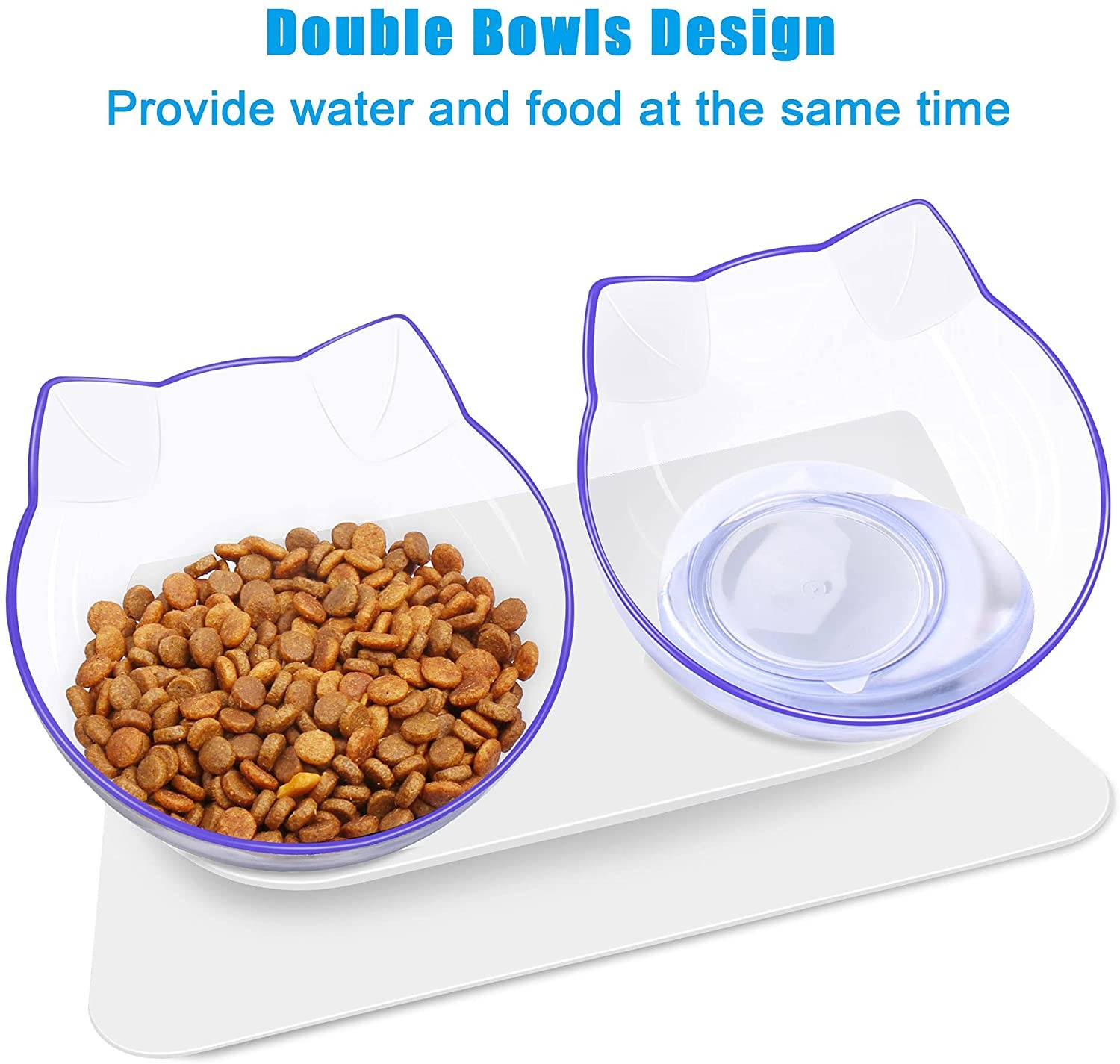Elevated 15 Degree Tilted Raised Cat Bowls ABS Material
