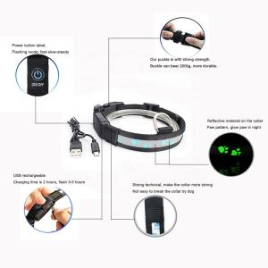 Wholesale Custom Nylon Led Light Up Dog Collar / Flashing Dog Collar Safety Dog Led Light For Collar from china suppliers