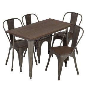 Wholesale Durable Steel Restaurant Dining Table Set With 4 Chairs Powder Coating from china suppliers
