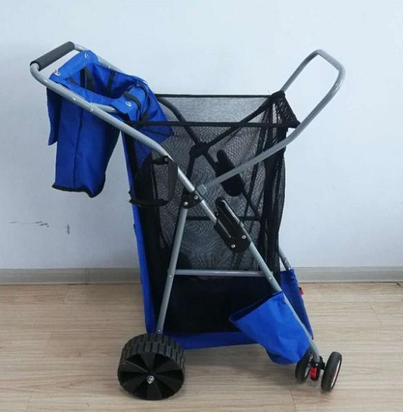 600D Oxford Fabric Folding Fishing Cart Collapsible Fishing Trolley With Big
