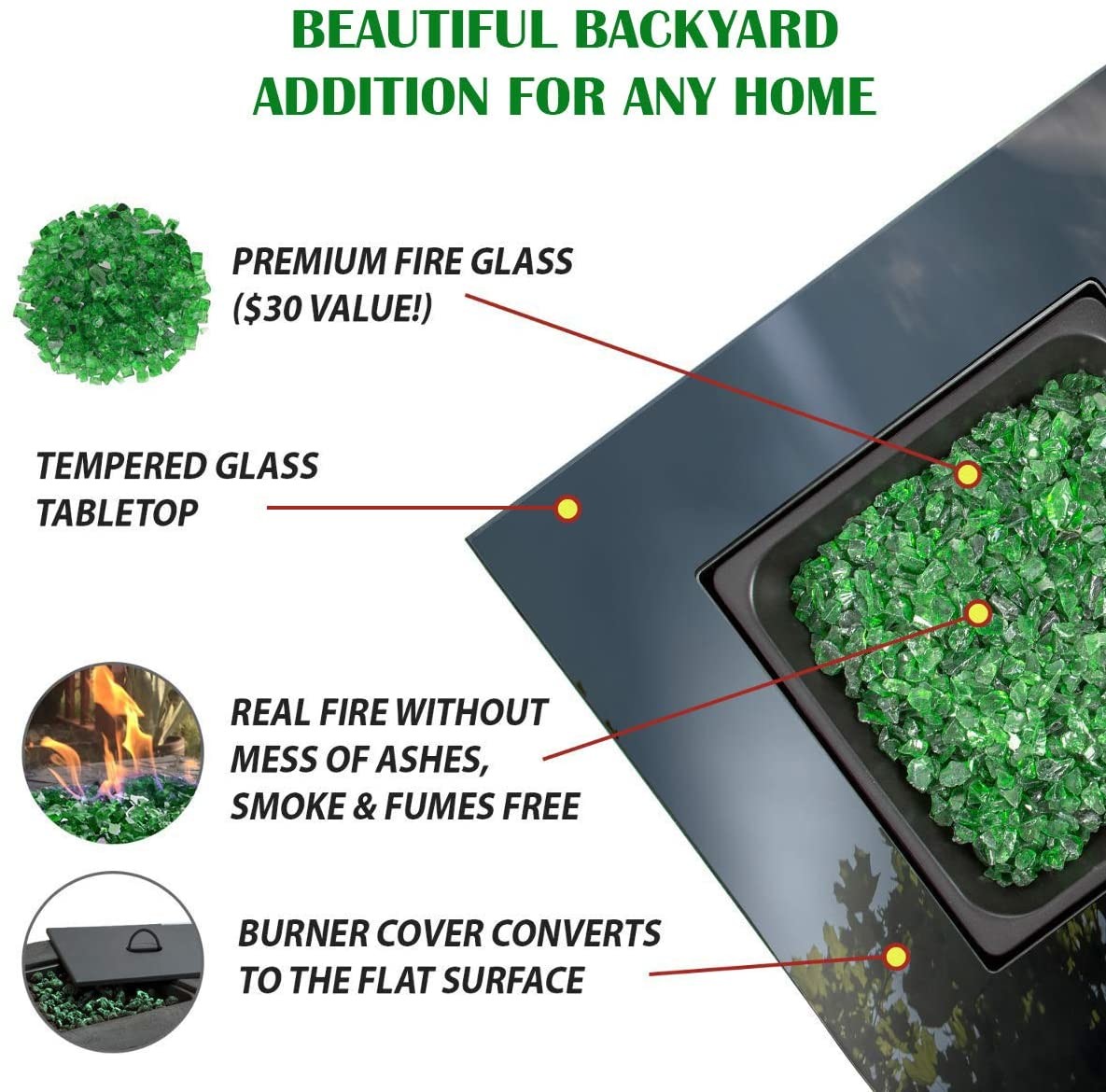 30'' Alloy Steel Outdoor Natural Gas Firepit 50,000 BTU Propane