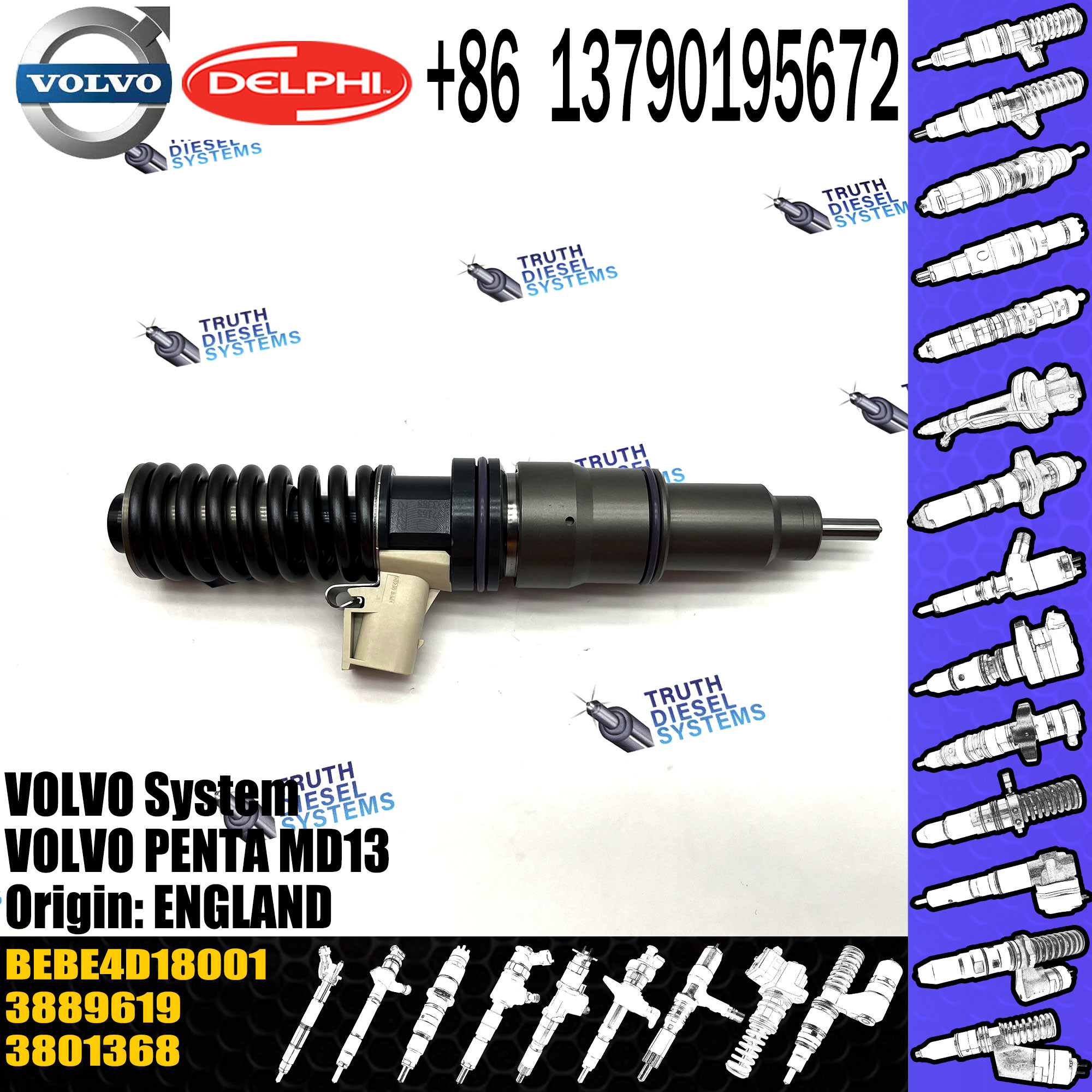 Diesel Fuel Injector 3801368 Common Rail Injection Nozzle BEBE4D27001 BEBE4D18001 For VOL PENTA MD13