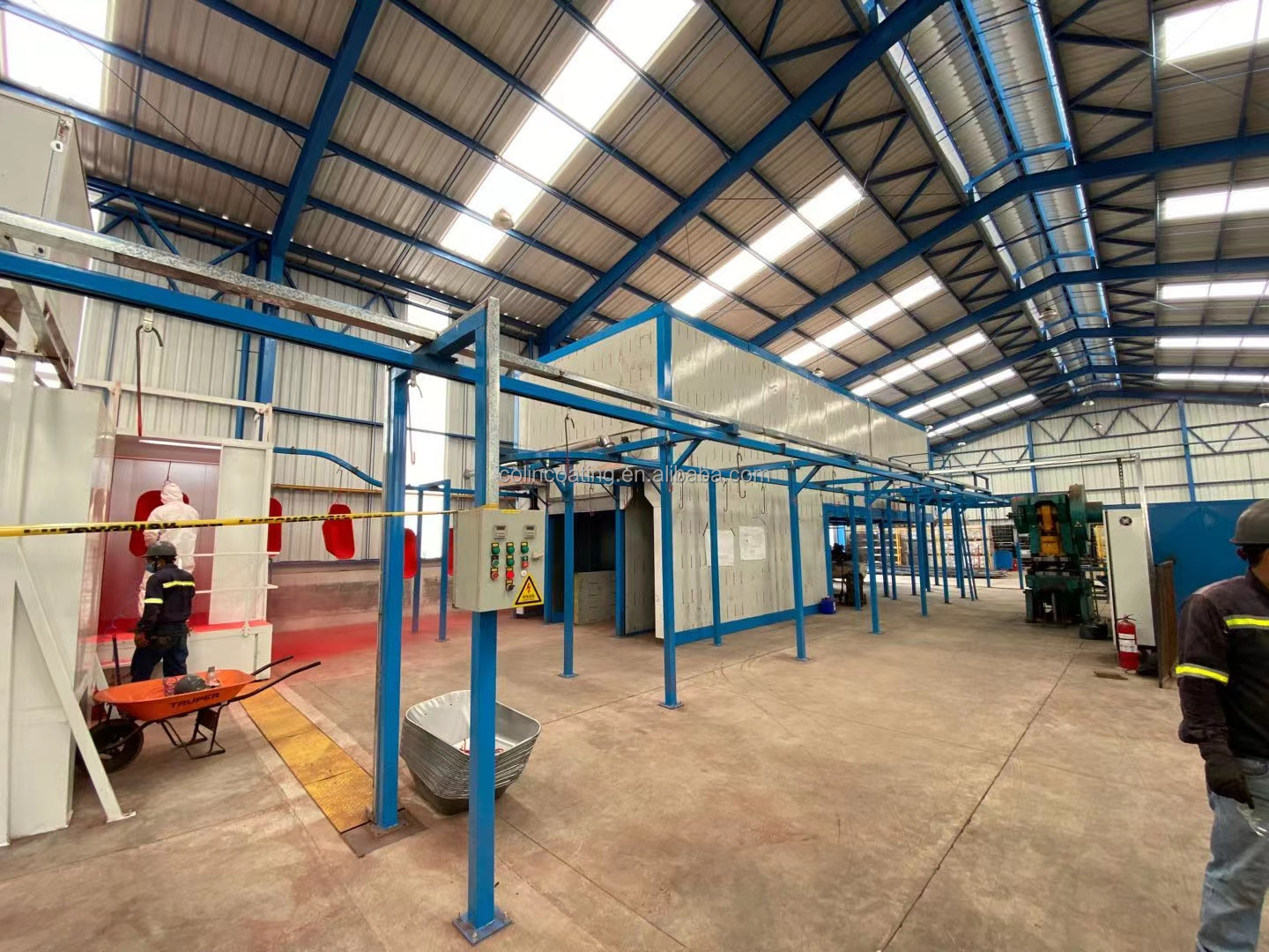 ISO 9001 Electrostatic Automated Powder Coating Line Gas Diesel Heating