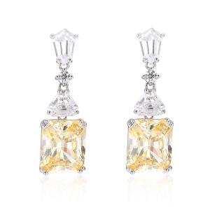Wholesale Yellow CZ Drop Earrings White Gold Plated 925 Cubic Zirconia Drop Earrings from china suppliers