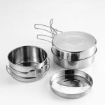 Multifunction 4 Pieces Outdoor Cookware Set Stainless Steel Titanium Pots