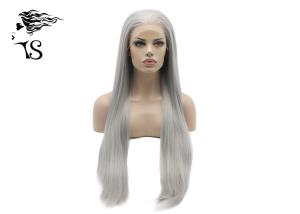Wholesale 26 Inch Gray Long Straight Synthetic Lace Front Wigs For Black / White Women from china suppliers