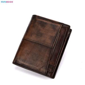 Wholesale Short Wallet Rfid Genuine Crazy Horse Leather Wallet Leather Credit Card Holder for Men from china suppliers