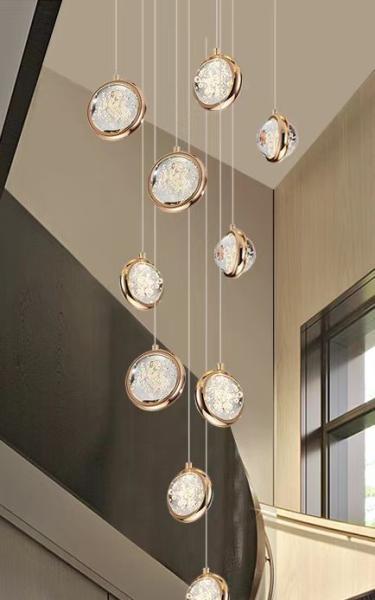 Contemporary Round Crystal Ball Chandelier For Villa Mall Hotel Loft Kitchen