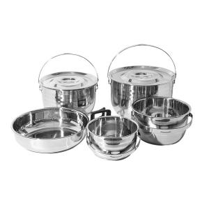 Wholesale High Quality 9 Pieces Stainless Steel Outdoor Tableware Set Camping Cooking Pot Sets Outdoor Cookware Sets from china suppliers