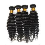 Full And Thick Ends Brazilian Curly Hair Extensions , Deep Wave Human Hair