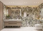 Sleek Stainless Steel Bathroom Vanity Cabinet White Quartz Top Gold Faucets And