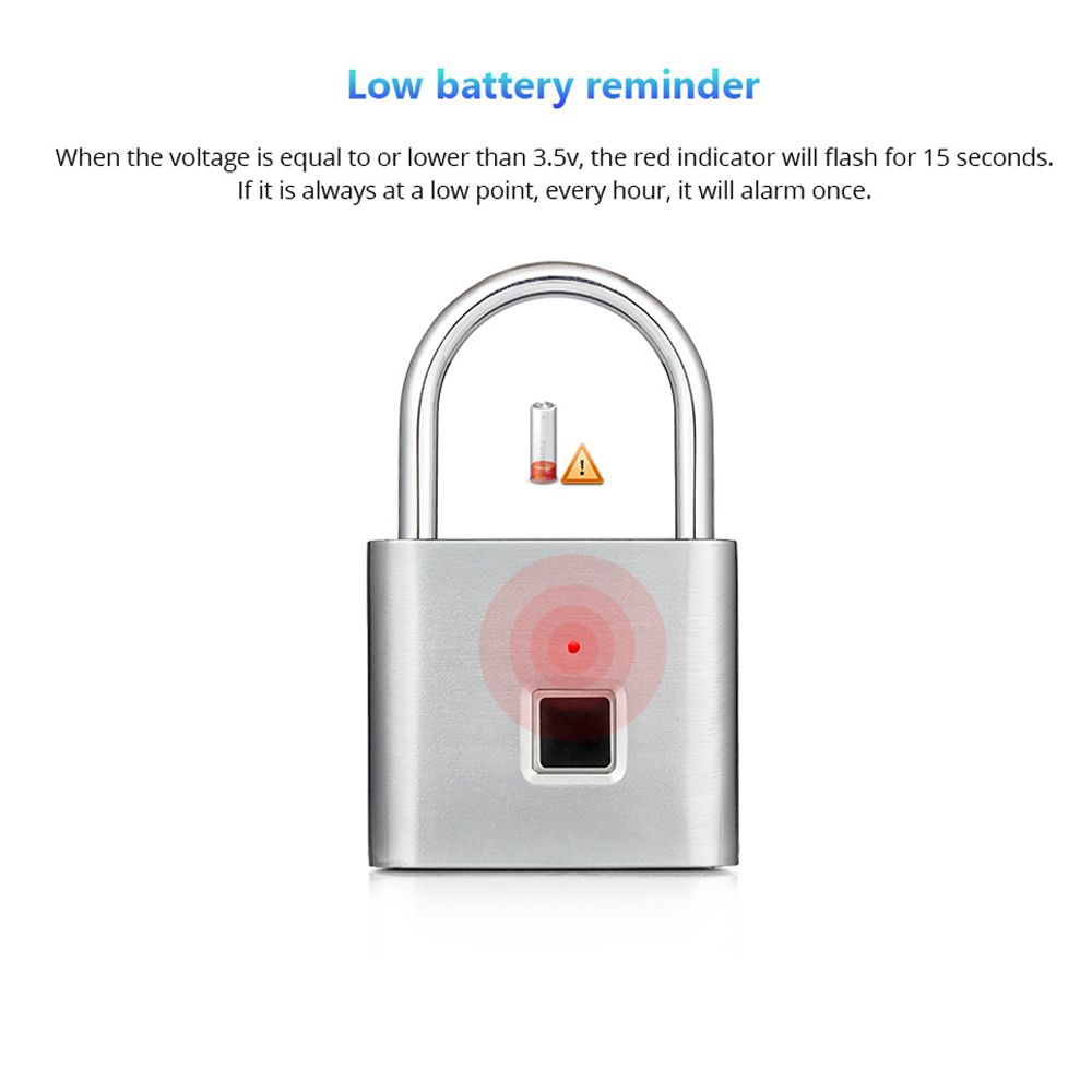 Rainproof USB Smart Rim Lock / Biometric Padlock Rechargeable Lock