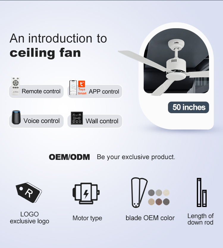 Modern Style 50 Inches Iron Blades Metal Ceiling Fan with Remote Control from 1stshine