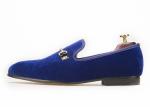 Motif Blue Mens Velvet Dress Slippers , Burgundy Loafers Mens Buckle Dress Shoes