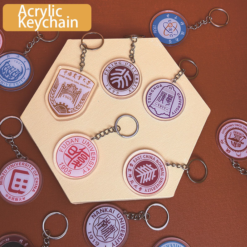 Customized Souvenir Acrylic Keychain for School Fete Day Printing Silk Screen Printing