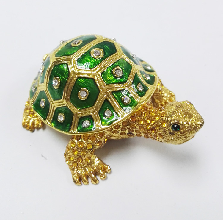 gold plated metal double turtle trinket jewelry box good quality turtle trinket jewelry box