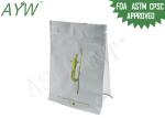 Loose Tea Glossy White Flat Bottom Bags Quad Sealing 250g / 500g With Zip Lock