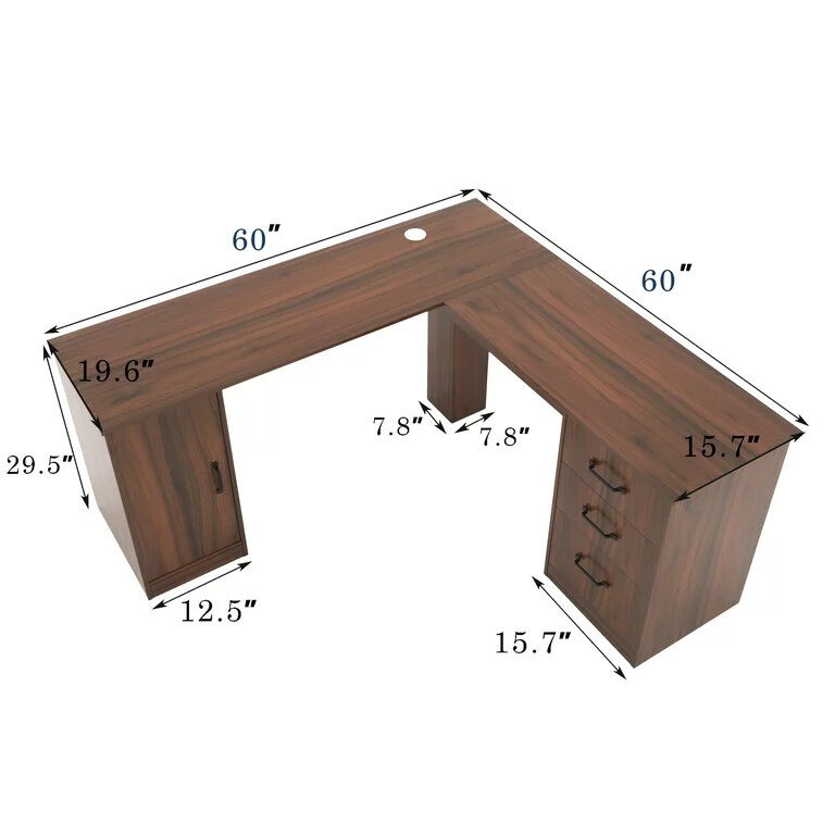 Multi Size L Shape Solid Wood Desk For Building Hotel Office
