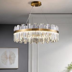 Wholesale Tricolor Round Shape Chandelier Crystal Ceiling Light Fixture With Metal Ceiling Plate from china suppliers