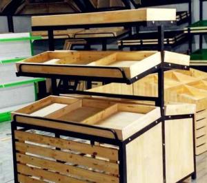Wholesale Double Sided Wooden Display Rack Vegetable Drying Rack Fruit Display Stand Retail Funiture from china suppliers