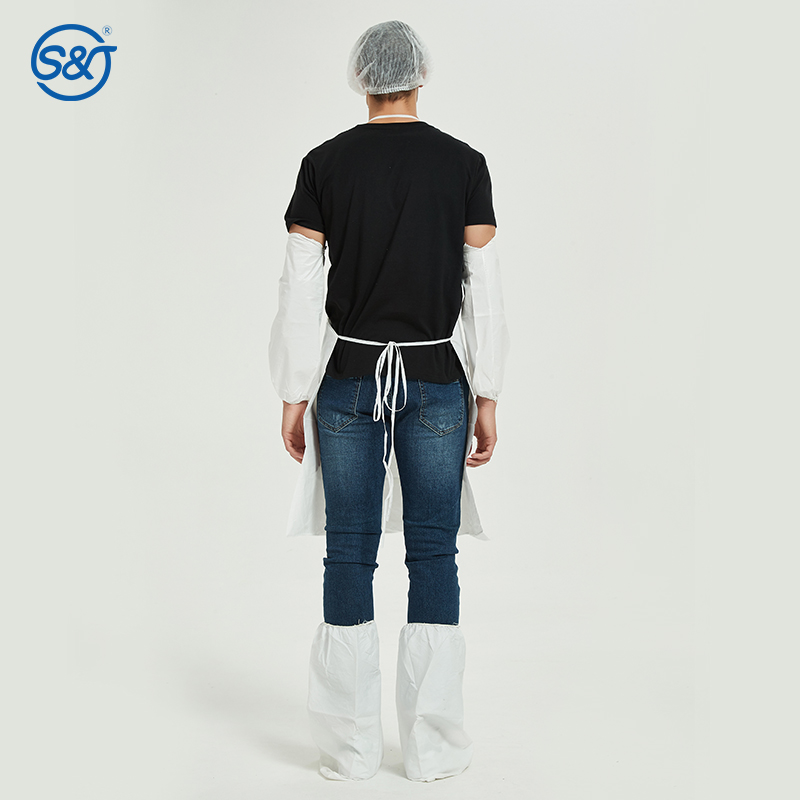 PP Film Coating Impervious Non Woven Fabric Apron Disposable Protective Apron Without Sleeves