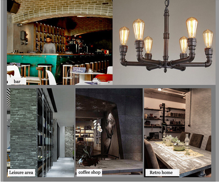 Retro Vintage Chandelier Lighting Living Room Dining Room Coffee Shop Bar Cafe Creative Industrial Lamp(WH-CI-154）