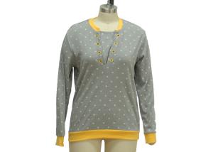 Wholesale Cute Elbow Star Patch Casual Ladies Wear Cotton Winter Pajamas Big Eyelet At Front from china suppliers