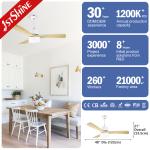 Copper Motor Bedroom Ceiling Fan Light 48 Inch 3 Solid Wood Blades