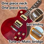 One piece of body & neck LP electric guitar Yellow tiger top adjusting the