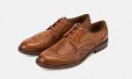 Retro Vintage Mens Leather Dress Shoes Brown Oxfords Zip Lace Up Brogue Shoes