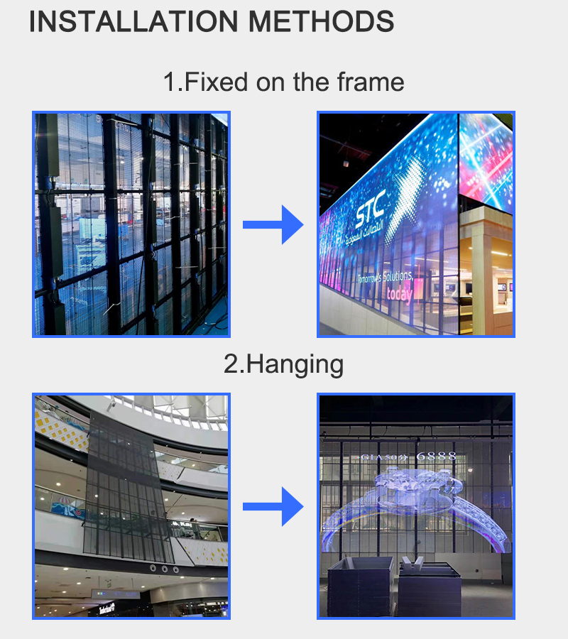 3D Adhesive LED Transparent Film Screen Full Color Transparent Glass LED Screen