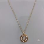 18k Gold Rhinestone Stainless Steel Jewelry Set Circle Overlap Necklace And
