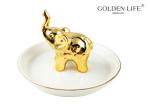 Nordic Style Ceramic Jewelry Plate Golden Elephant Jewelry Plate Ring Tray