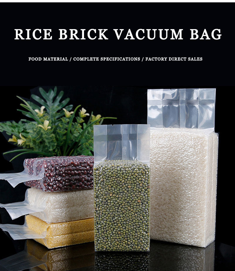 Clear Plastic Vacuum Packaging Bags For Food Ideal For Rice Brick Packaging GRS BRC