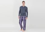 Trendy Mens Jersey Pyjamas Long Sleeves Tee And Woven Yarn Dyed Flannel Long