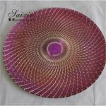 Chic Blue Red Yellow White Glass Charger Plates 12in Diamond Figure Design Glass