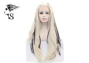 Wholesale Straight Blonde Synthetic Braided Wigs Highlighted With Dark Braid Natural Looking from china suppliers