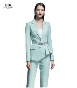 China 2021 Fashion Women's Slim Formal Office Skirt Suit with V-neck Collar and Full Sleeves on sale