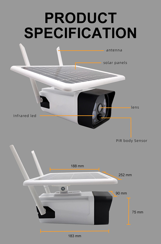 IP66 4g Low Power Solar Wifi Bullet Camera 1920x1080 Resolution