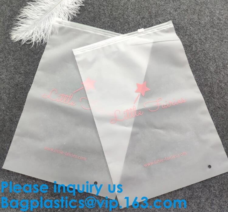 Transparent PVC Biodegradable Custom Frosted Slider Zipper Pouch For Bikini Swimwear Clothing Plastic Packaging k