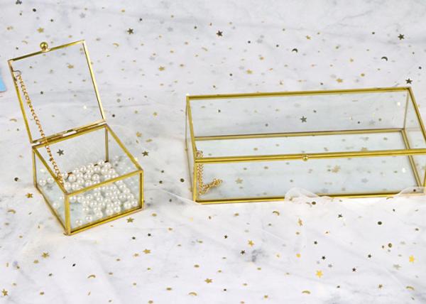 Custom Vintage glass artifact cosmetics Ring pearl beads jewelry Box gift gold